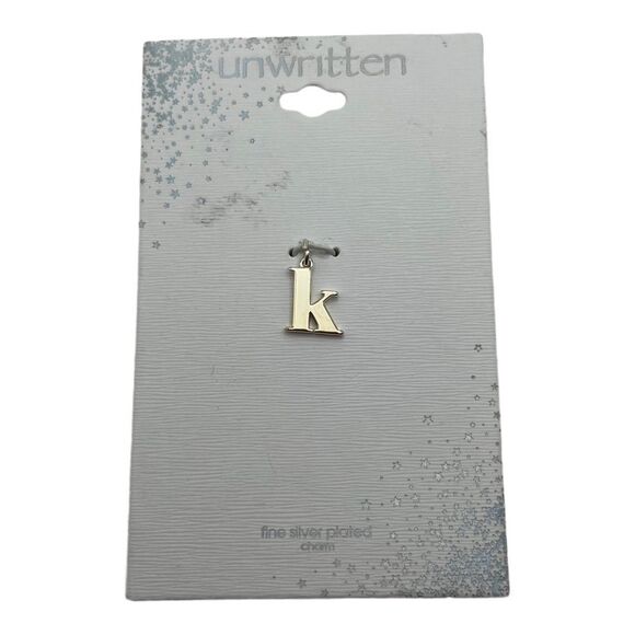 Unwritten Fine Silver Plated Letter Initial "k" Lowercase Charm NWT - Picture 1 of 2